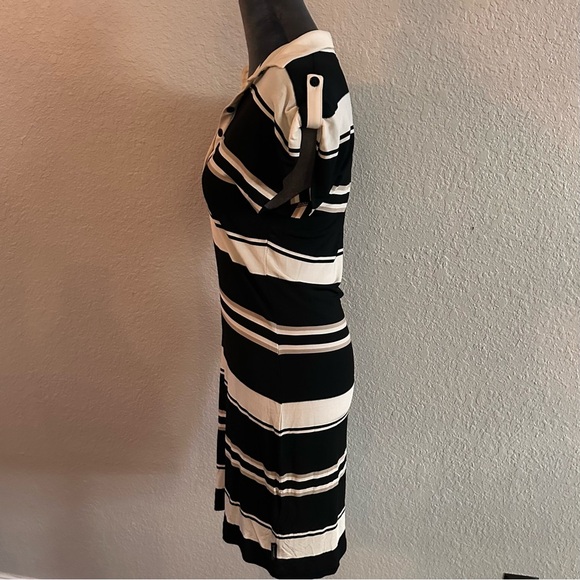 Moncler Midi Dress – Black/White with Gold Stripe Detailing
Size Small - Picture 3 of 7